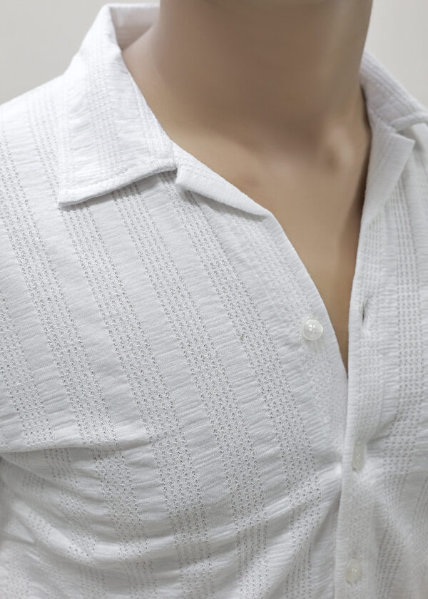 Textured Cuban Collar Shirt - Image 3